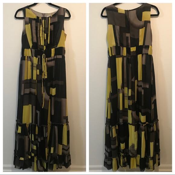 MONNARI Black & Yellow Maxi Dress Size 8 - Picture 3 of 10
